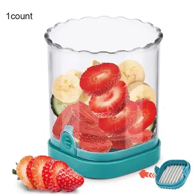 Fruit Slicer Cup, 1 Count Detachable Multifunctional Fruit & Vegetable Cutter, Multi-functional Kitchen Gadgets for Strawberr...
