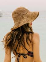 Women's Solid Color Straw Hat, Casual Outdoor Sun Protection Fashion Matching Hat for Women & Girls, Bonnet Hat Summer, Fashi...