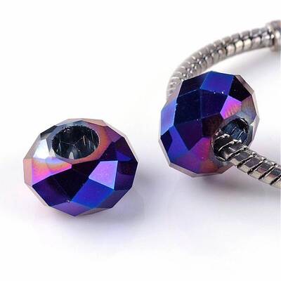 Electroplate Glass European Beads