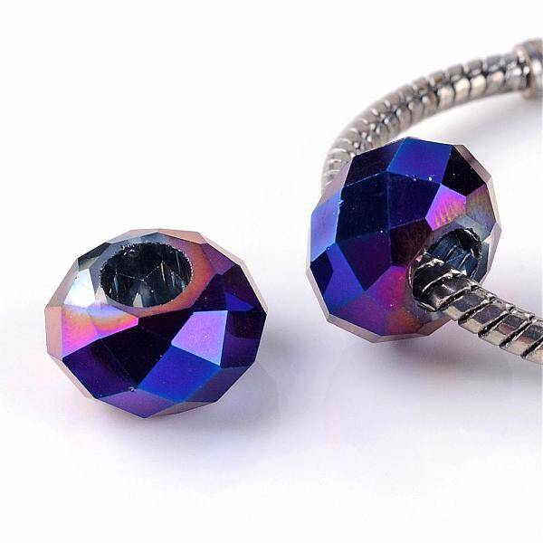 Electroplate Glass European Beads