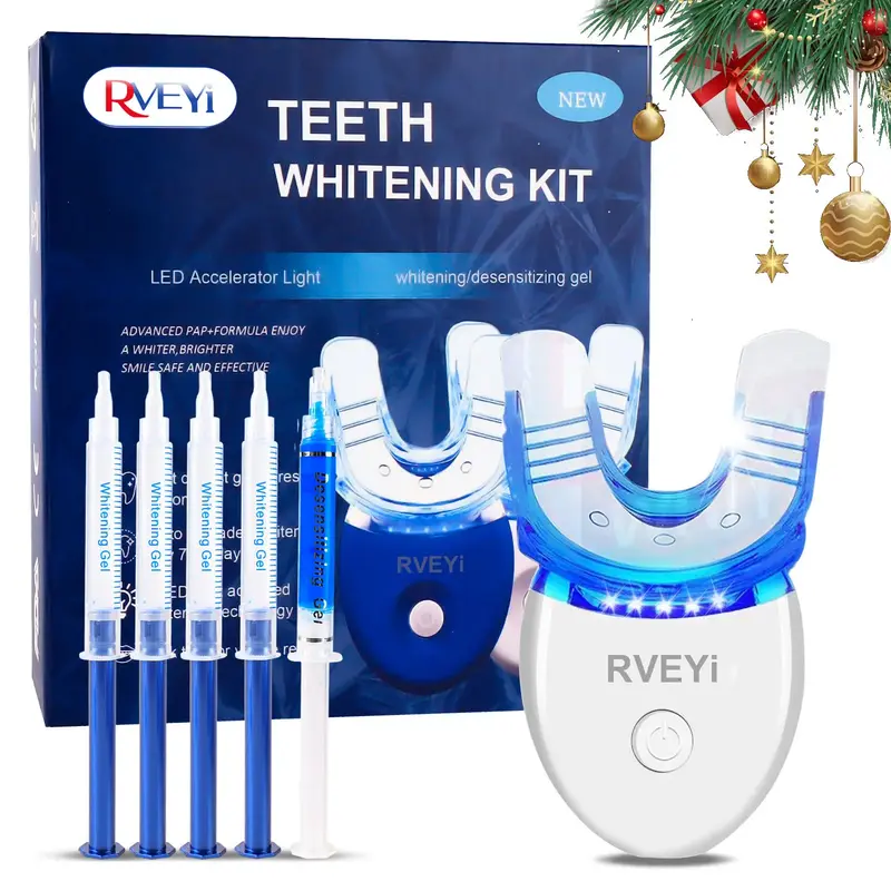 LED Teeth Brightening Kit, 1 Set Teeth Tool Kit with Carbamide Peroxide Teeth Brightening Gel, Safe Enamel for Oral Care, Tee...