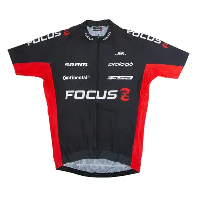 FOCUS BIKES Full Zip Cycling Mens Jersey Black High Neck M