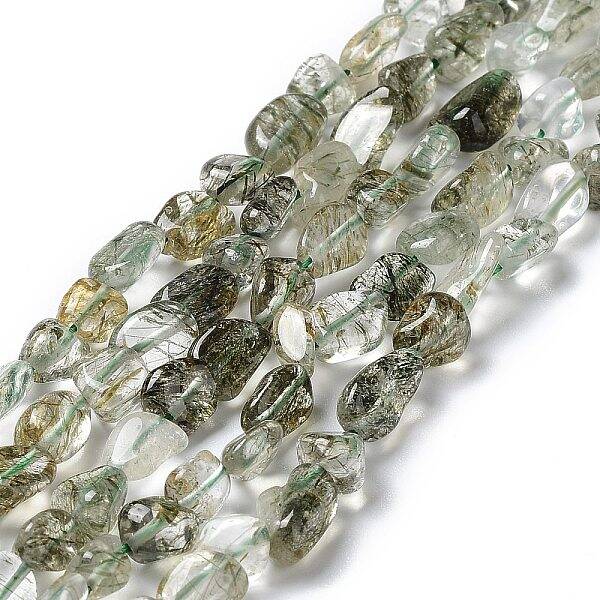 Natural Green Rutilated Quartz Beads Strands