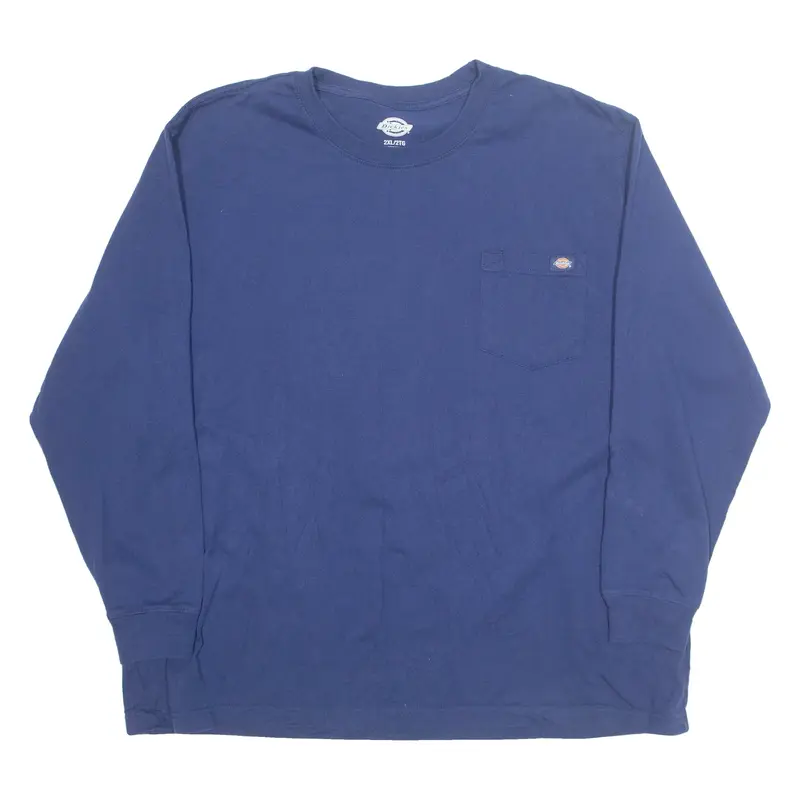 DICKIES Mens T-Shirt Blue Long Sleeve 2XL