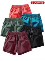 Men's Zipper Pocket Shorts, Casual Breathable Shorts for Summer, Men's Bottoms for Beach Vacation
