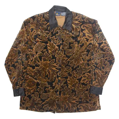 LIZ SPORT Womens Printed Shirt Brown Collared Long Sleeve Floral L