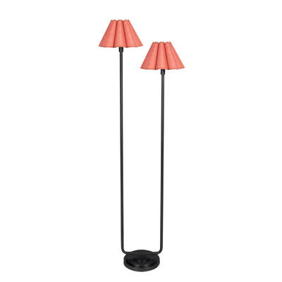 Polly Floor Lamp (Blackened Brass with Wild Poppy Scalloped Shade)