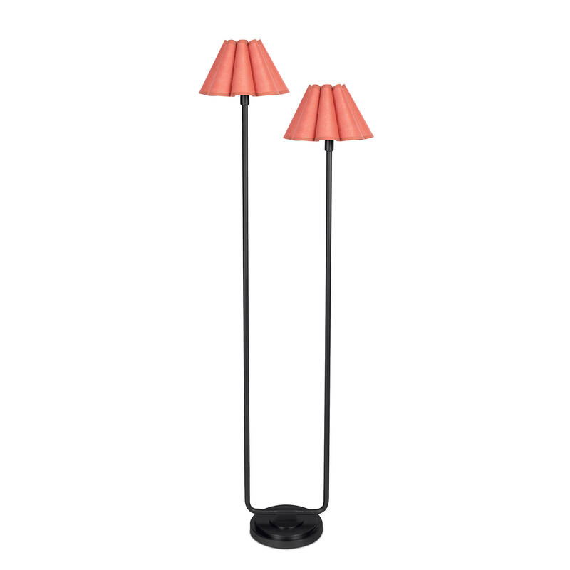 Polly Floor Lamp (Blackened Brass with Wild Poppy Scalloped Shade)