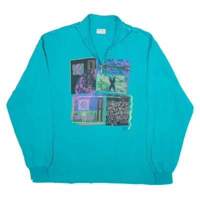 MASER Mens Sweatshirt Blue 1/4 Zip 90s L