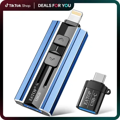EATOP Flash Drives 128GB Intended for iPhone, Memory Stick Storage for Photos and Videos, USB External Memory Storage Flash D...