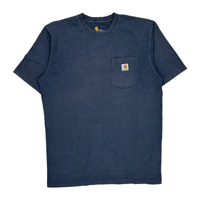 Carhartt Tall T-Shirt - Large Blue Cotton Blend