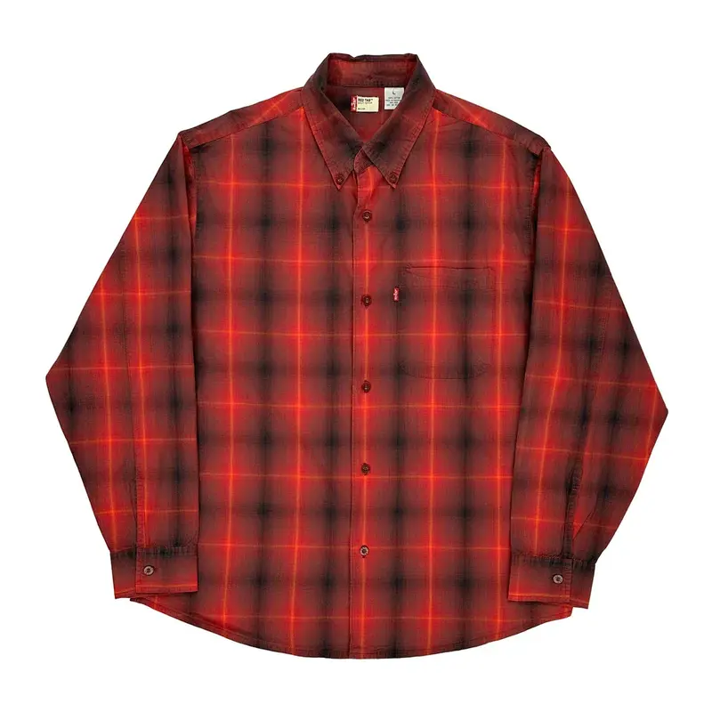 Levis Checked Flannel Shirt - Large Red Cotton