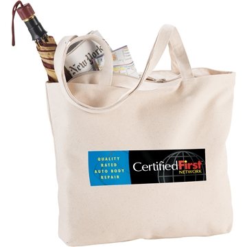75 Customized Zippered 10oz Cotton Canvas Shopper Tote - ...