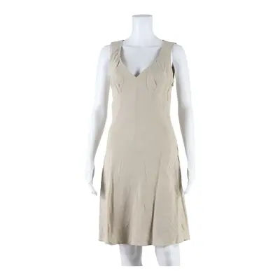 HUGO BOSS Womens A-Line Dress Beige Sleeveless Knee Length UK 8