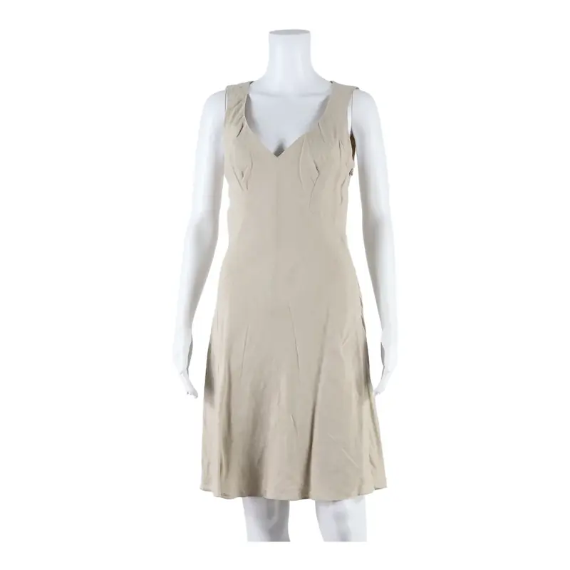 HUGO BOSS Womens A-Line Dress Beige Sleeveless Knee Length UK 8