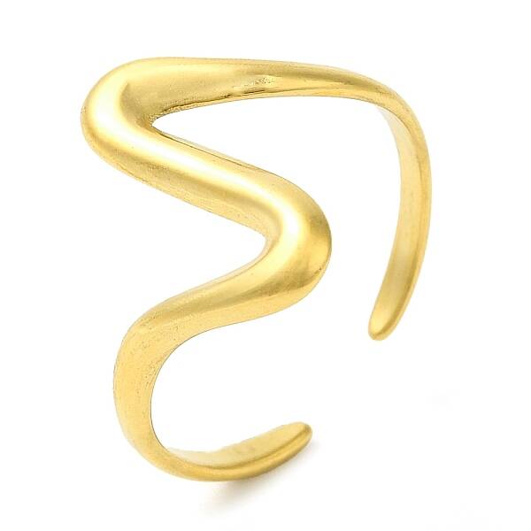 Wave 304 Stainless Steel Open Cuff Rings for Women