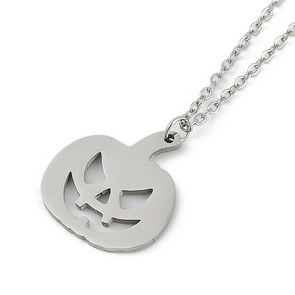 Halloween Series 202 Stainless Steel Cable Chain Pumpkin Pendant Necklaces
