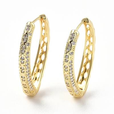 Clear Cubic Zirconia Teardrop Hoop Earrings