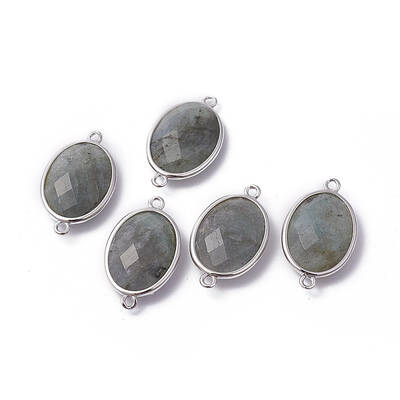 Platinum Tone Brass Natural Labradorite Links connectors