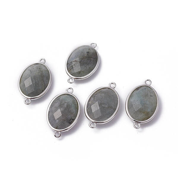 Platinum Tone Brass Natural Labradorite Links connectors