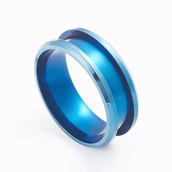 201 Stainless Steel Grooved Finger Ring Settings