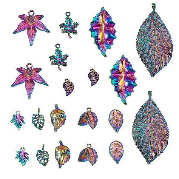 20Pcs 10 Style Rainbow Color Alloy Pendants