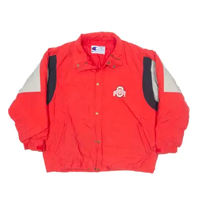 CHAMPION Ohio State Buckeyes Insulated Jacket Red Nylon 90s Colourblock Mens XL