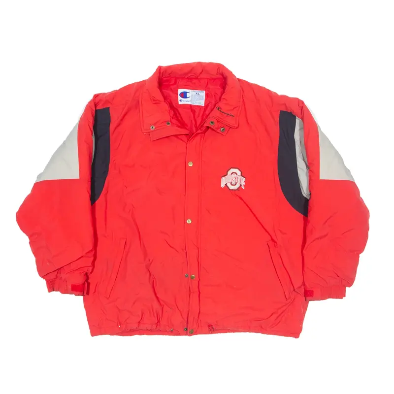 CHAMPION Ohio State Buckeyes Insulated Jacket Red Nylon 90s Colourblock Mens XL