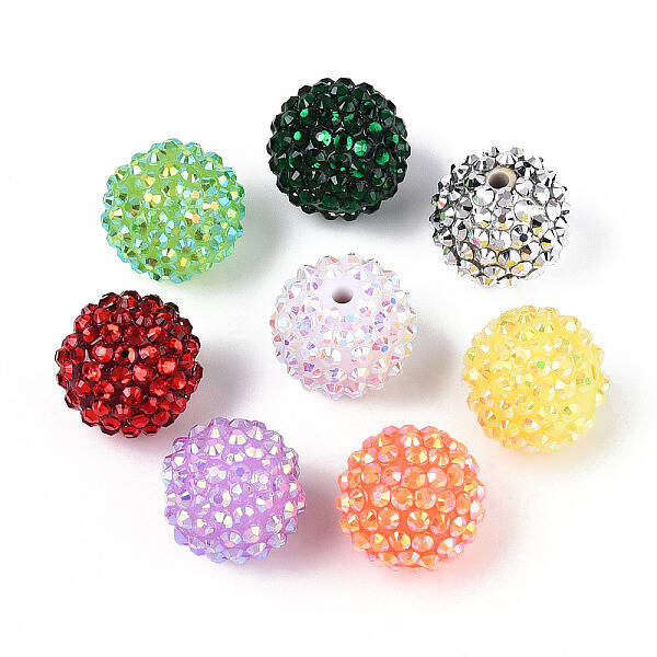 Round Resin Rhinestone Beads