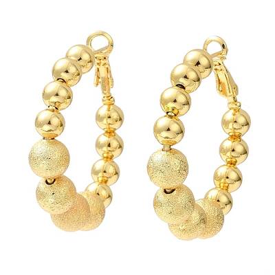 Rack Plating Brass Round Beaded Hoop Earrings