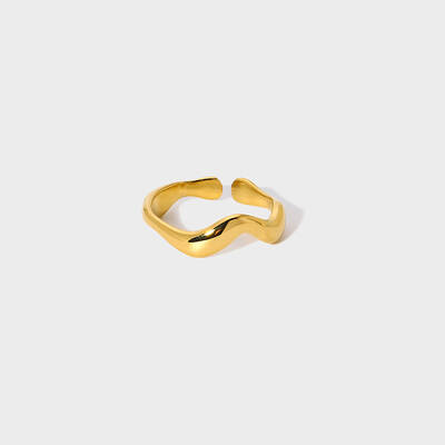 Elegant Stainless Steel Wave Open Cuff Rings