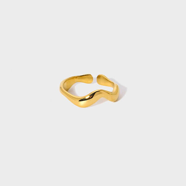 Elegant Stainless Steel Wave Open Cuff Rings