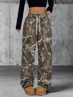 Unisex Camo Print Trousers, Casual Comfy Breathable Loose Straight Leg Trousers for Daily Wear, Fashion Camouflage Print Bott...