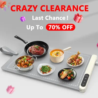 Food Warming Mat with 6 Temperature Levels,Roll Up for Holiday Parties Portable Silicone Lunch Dinner Tray small kitchen gadg...