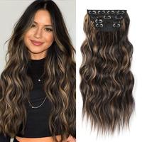 【Hair volume transformation】20inch & 24inch Clip in Extensions Long Wavy Hair Extensions Set for Women Synthetic Hairpiec...