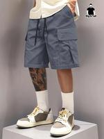 【Plus Size】 Men's Solid Flap Pocket Drawstring Waist Cargo Shorts, Regular Fit Casual Fashion Shorts for Daily Outdoor We...