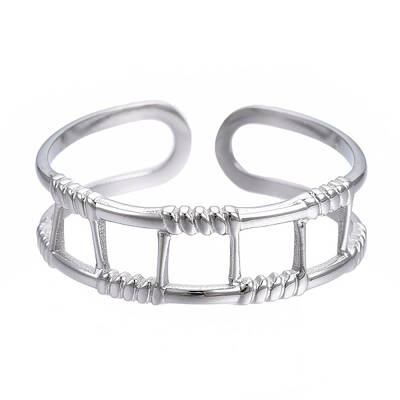 Non-Tarnish 304 Stainless Steel Rectangle Wrap Open Cuff Ring