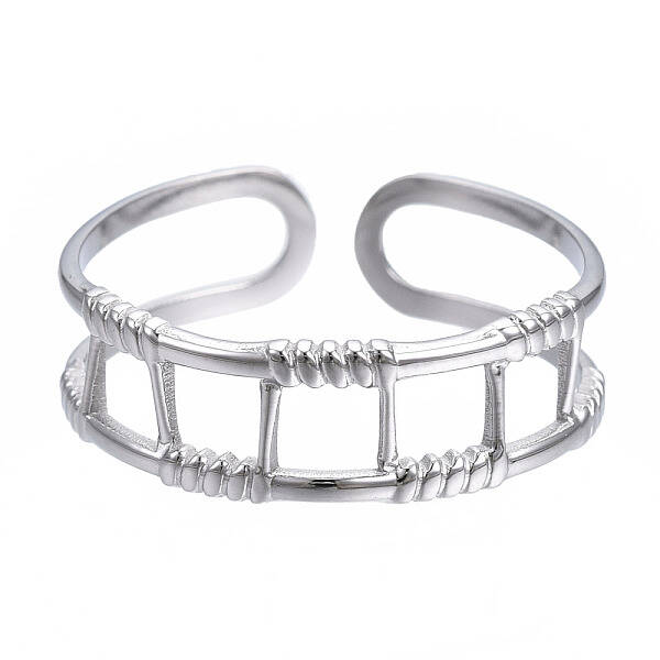 Non-Tarnish 304 Stainless Steel Rectangle Wrap Open Cuff Ring