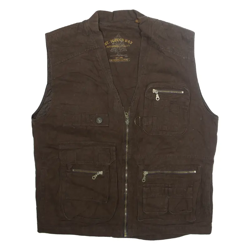 ST. JOHNS BAY Mens Gilet Brown L
