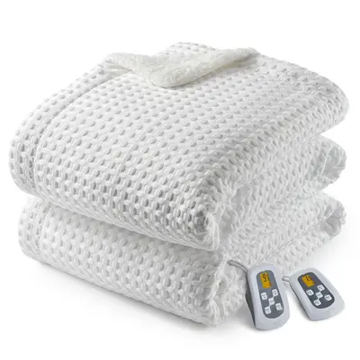 Garvee Heated Blanket Queen Size with LCD Dual Controller, Waffle Weave Fast Heating Electric Blankets, 10 Heat Levels & 1-12...