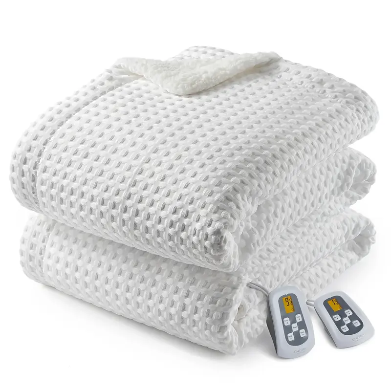 Garvee Heated Blanket Queen Size with LCD Dual Controller, Waffle Weave Fast Heating Electric Blankets, 10 Heat Levels & 1-12...