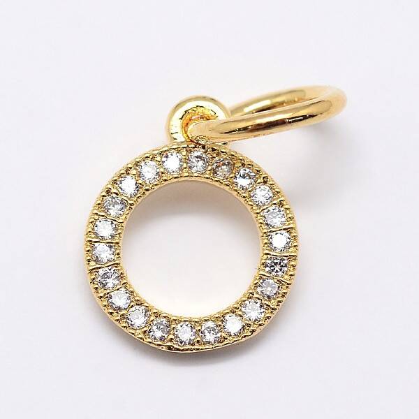 CZ Brass Micro Pave Cubic Zirconia Circle Charms