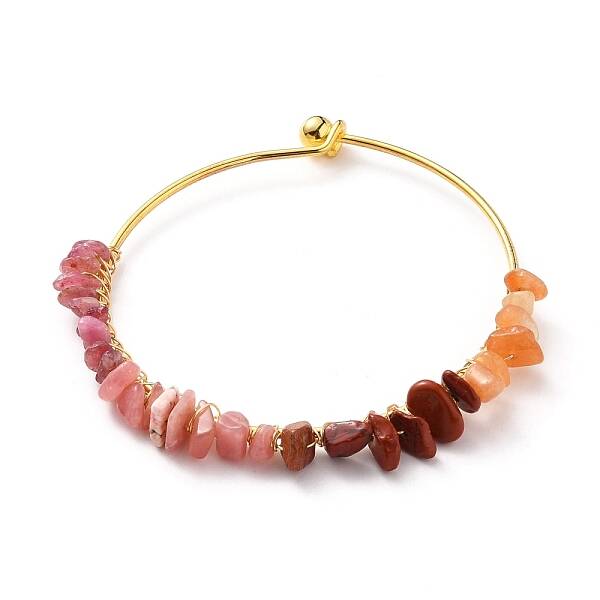 Natural Mixed Stone Chips Beads Bangles