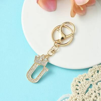 Golden Alloy Rhinestone Keychain