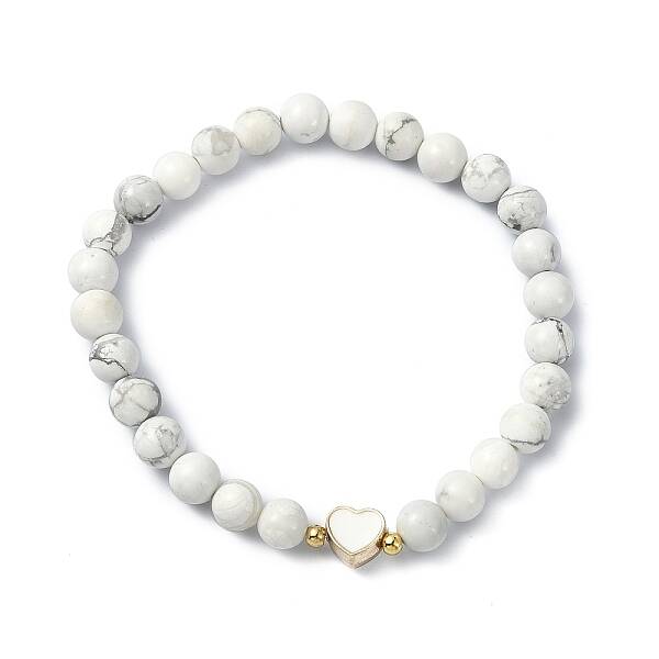 Natural Howlite Round Beaded Bracelets