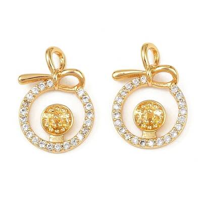 Brass Micro Pave Clear Cubic Zirconia Peg Bails