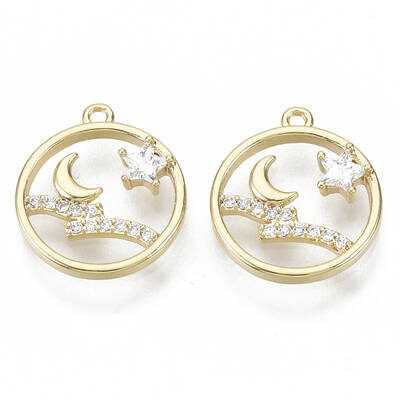 Brass Micro Pave Cubic Zirconia Charms