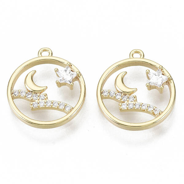 Brass Micro Pave Cubic Zirconia Charms