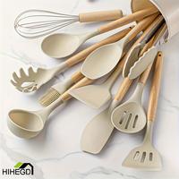 12pcs, Non-Stick Silicone Kitchen Utensil Set with Wooden Handles - Safe and Easy to Clean - Perfect for Cooking and Baking -...