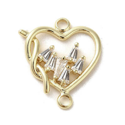 Brass Pave Clear Cubic Zirconia Connector Charms